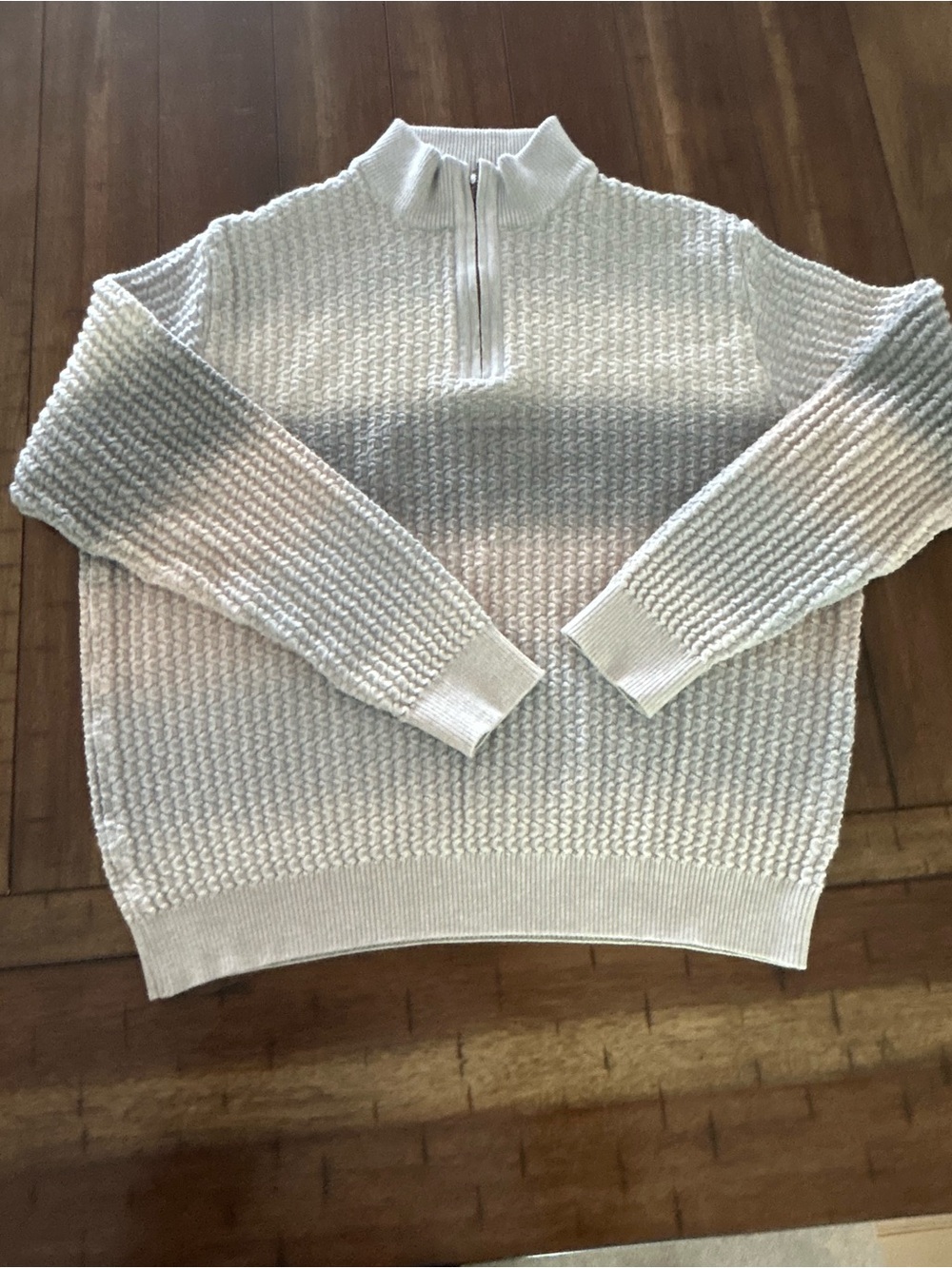 St Croix USA Wool Bubble Knit Quarter Zip Sweater XL Oatmeal Textured